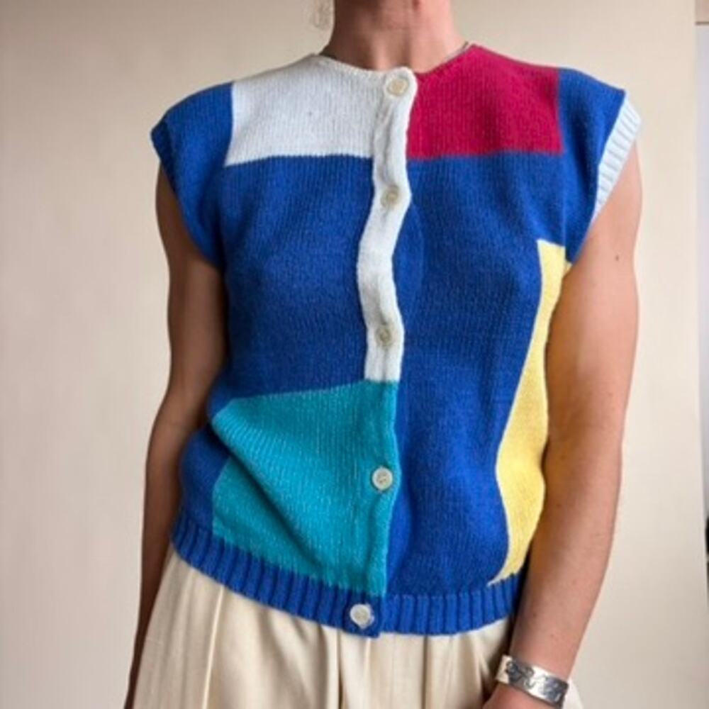 Eagles Eye Patchwork Sleeveless Cardigan - Size 34 (Fits Small)